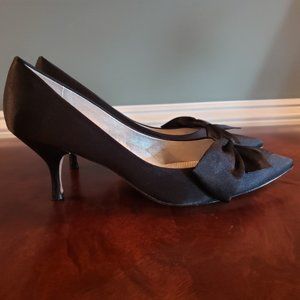 Nina Black Satin Pumps